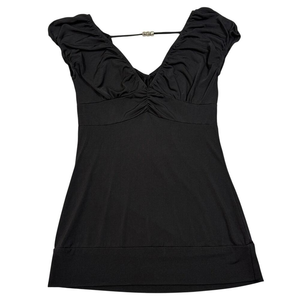 Vintage Y2K M.K.M Womens Size M Black V-Neck Blouse